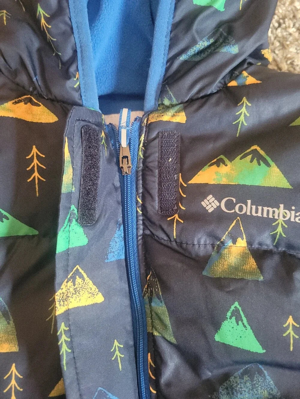 Columbia Baby 12-18M Snowsuit Bunting Puffer Fleece Lined Hooded Mountain Print